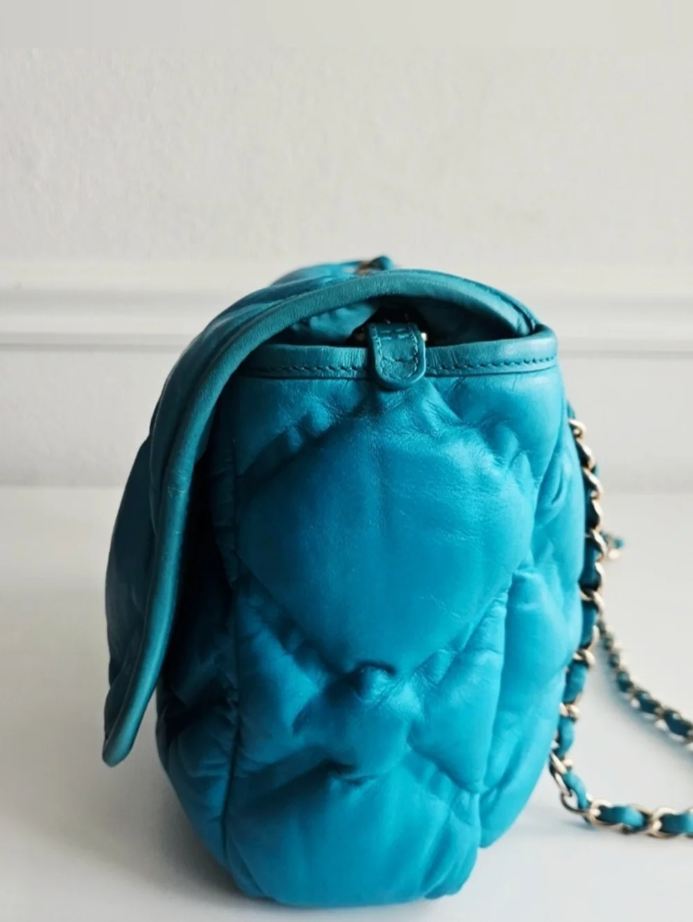 Chanel Turquoise Quilted Calfskin Large Flap Bag